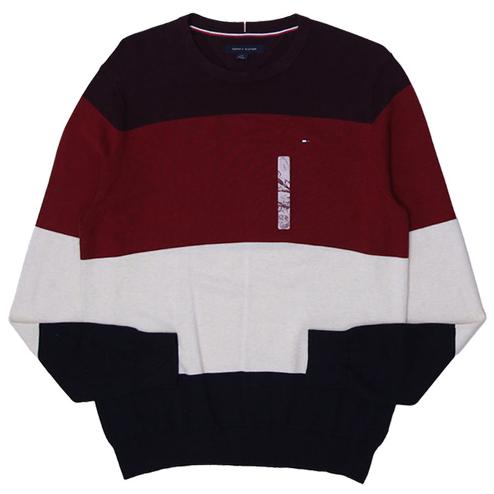 Mens Tommy Hilfiger Striped Crewneck Cotton Sweater