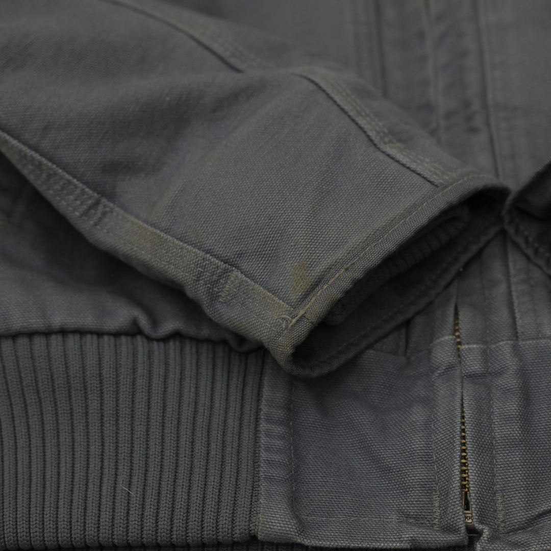 Mens Carhartt 104053-E03 Jacket Gray Hooded Workwear Quilted Pockets Size S