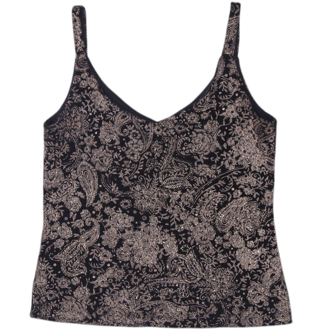 Y2K Ladies By Joanna Chen Glitter Paisley Cami Top Made in USA Size M