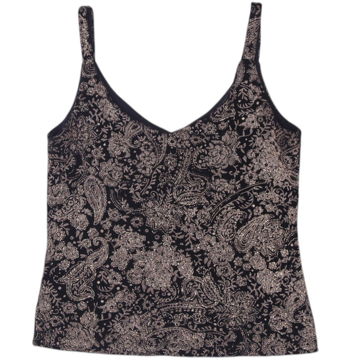 Y2K Ladies By Joanna Chen Glitter Paisley Cami Top Made in USA Size M
