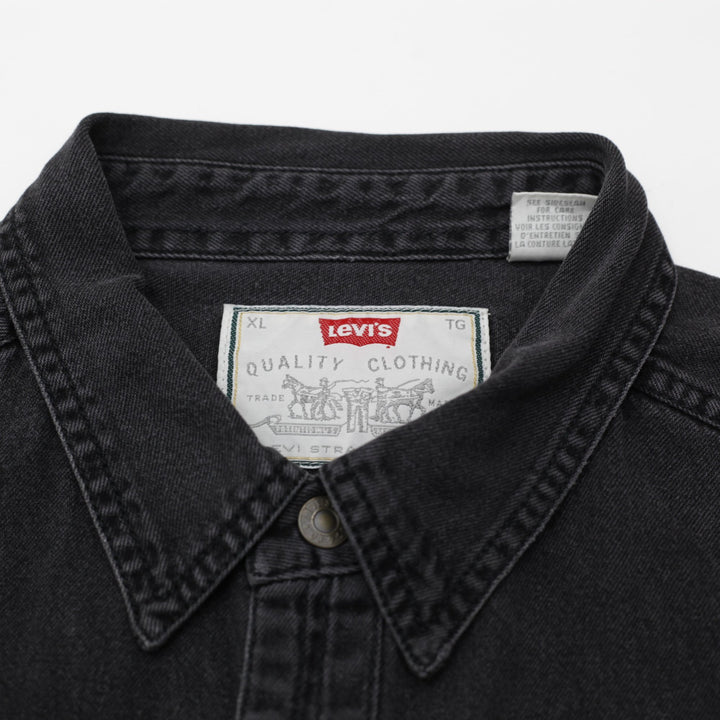 Vintage Levi's Men's Black Denim Long Sleeve Overshirt Size XL
