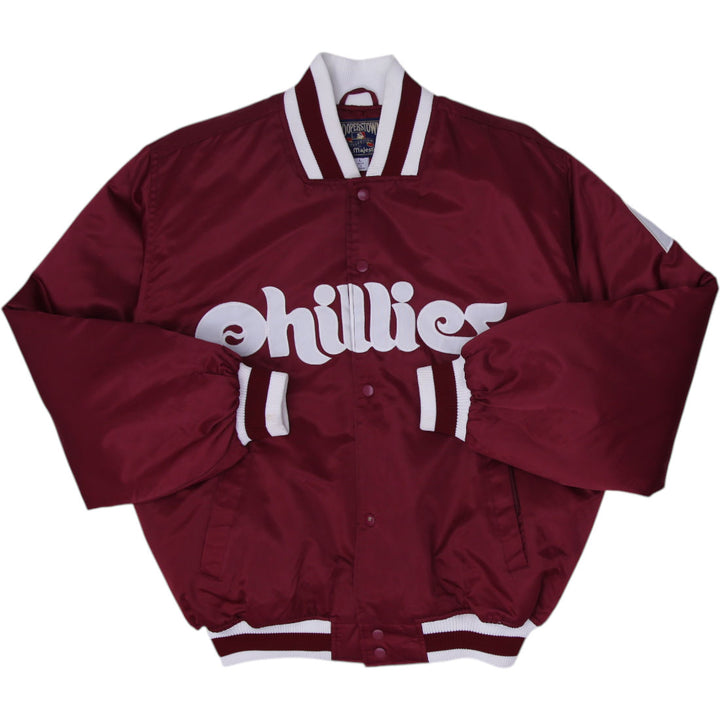 Vintage Majestic Cooperstown Philadelphia Phillies Satin Snap Jacket Size L