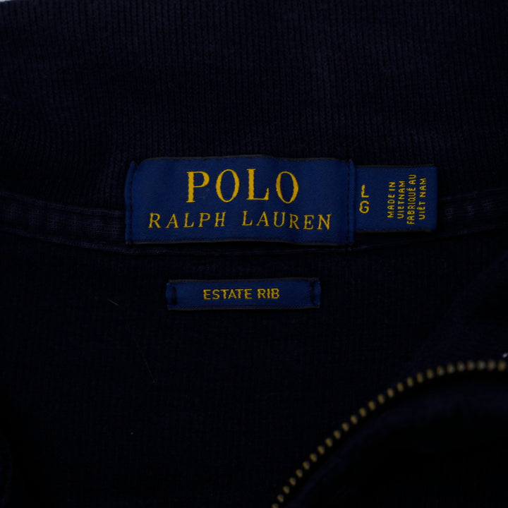 Mens Polo Ralph Lauren Estate Rib Navy Quarter Zip Sweater L | Migration_Knitwear & Sweaters RL Collection - | Fashion Rerun