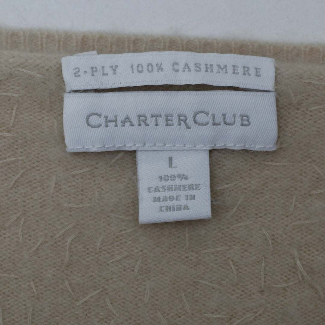 Ladies Charter Club 2-Ply 100% Cashmere Sequin V-Neck Sweater