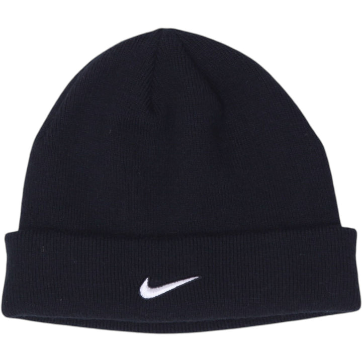 Mens Embroidered Nike Logo Black Knitted Beanie