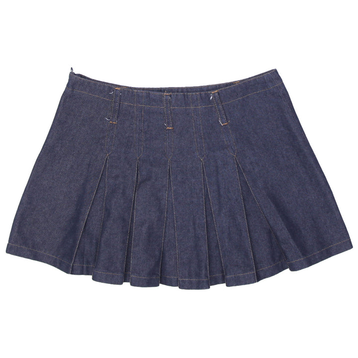 Y2K Ladies Pleated Denim Mini Skirt - Fashion Rerun Vintage Migration_Skirt