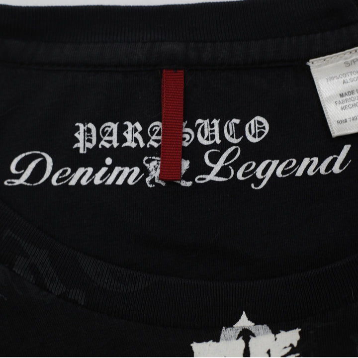 Y2K Mens Parasuco Denim Legend Graphic T-Shirt Cupid Angel Gothic Black Small