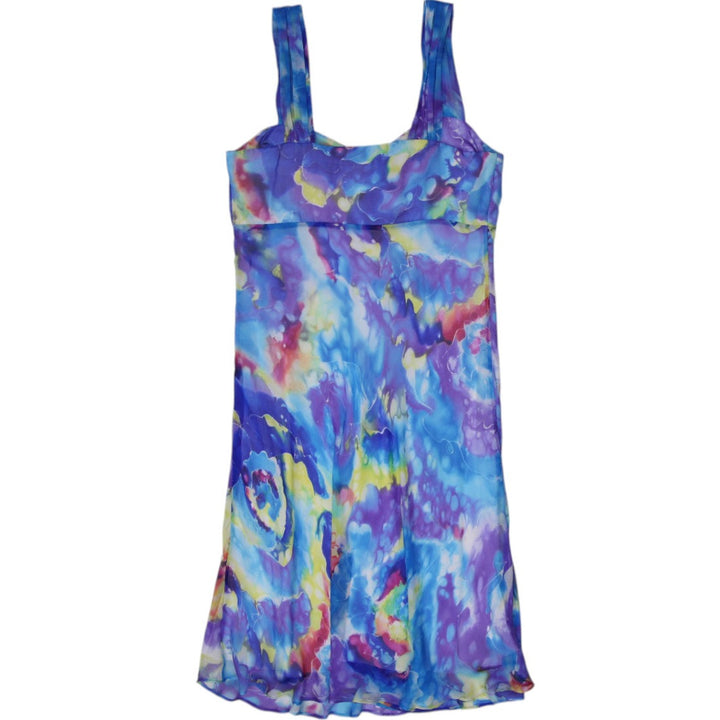 Y2K Blue Tie-Dye Midi Dress - Size 10 | Migration_Dresses - Side View | Fashion Rerun