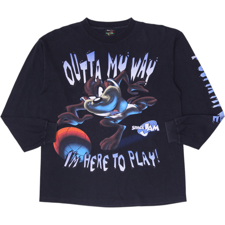 Vintage 1996 Space Jam Taz "Outta My Way" Long Sleeve Graphic T-Shirt