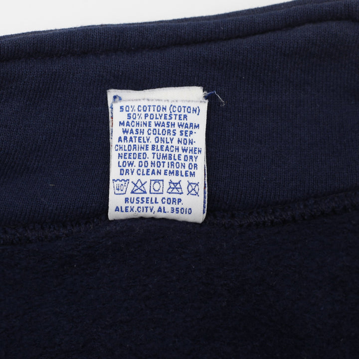 Vintage Russell Athletic Sweater Navy 1/4 Zip Striped Sleeves Sweatshirt Size L