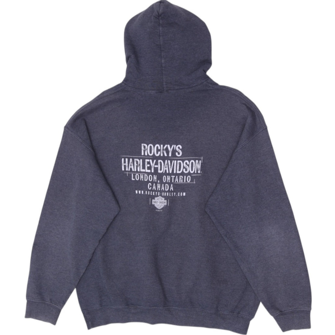 Mens Harley-Davidson Graphic Pullover Hoodie Charcoal Grey Size XL
