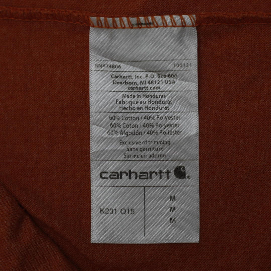 Mens Carhartt K231 Loose Fit Long Sleeve Sleeve Logo T-Shirt Burnt Orange Medium