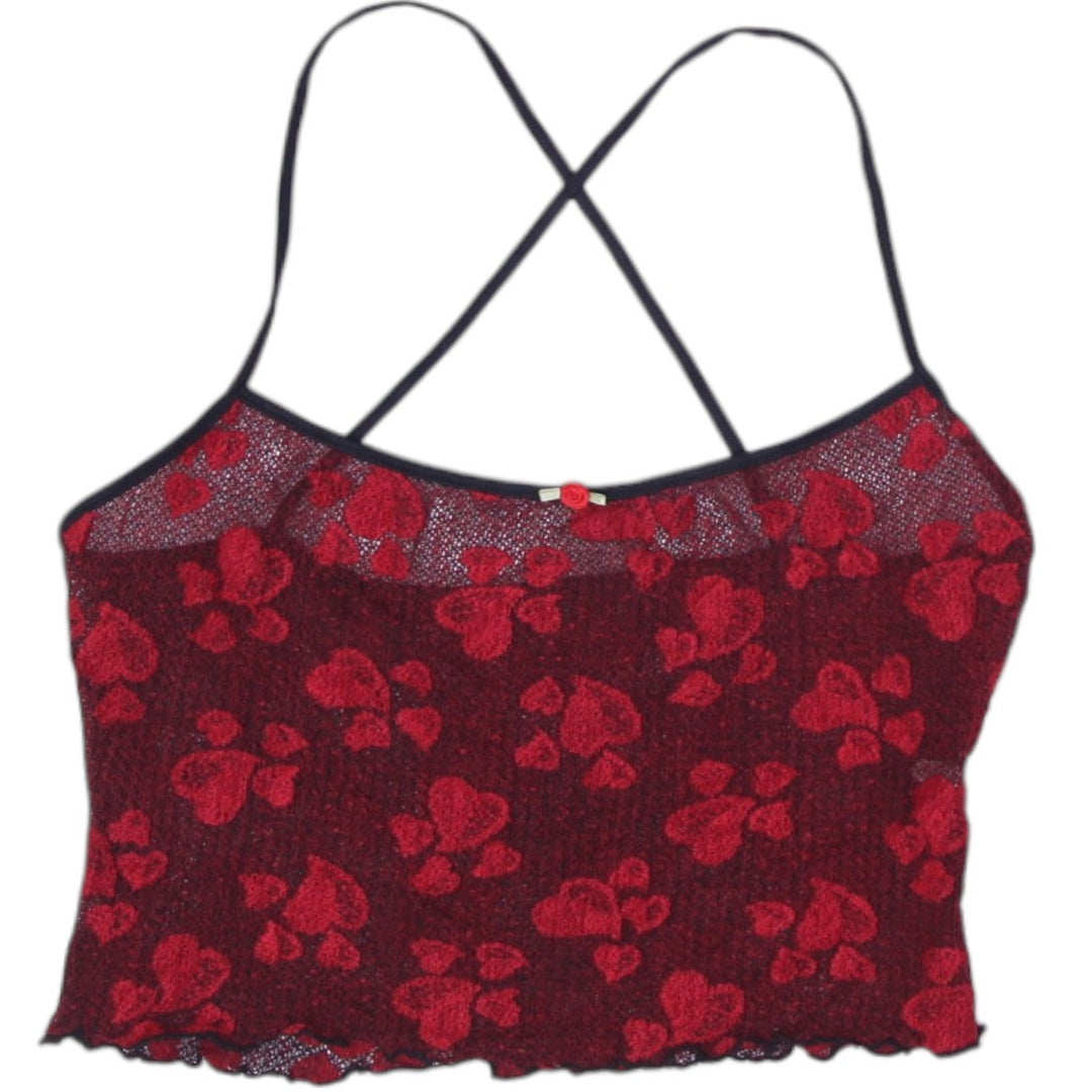 Y2K Ladies La Vie En Rose Floral Mesh Size L