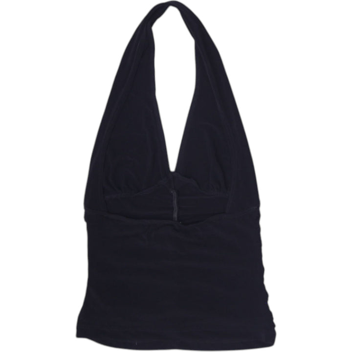 Y2K Ladies Sirens Black Ruched Halter Neck Tank Top