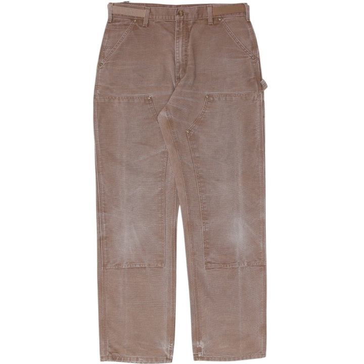 Mens Carhartt B01 BRN Dungaree Fit Double Knee Workwear Customize Belt Pants Size 34x34 | Migration_Pants WW | Fashion Rerun