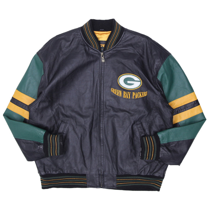 Vintage Carl Banks Green Bay Packers Full Zip Leather Jackets Size L - Fashion Rerun Vintage Migration_Jacket