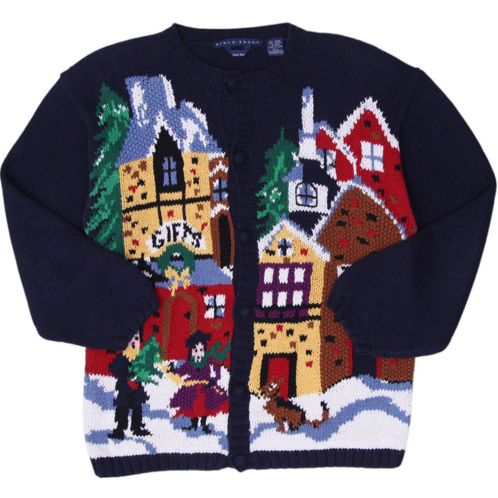 Vintage 90s Ladies Birch Bros Holiday Christmas Graphic Knit Sweater Size L