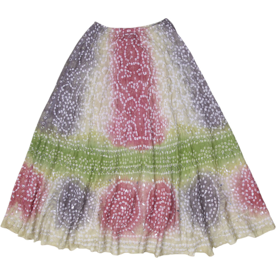 Y2K Ladies Boston Proper Skirt Multicolor Tie-Dye Silk Maxi