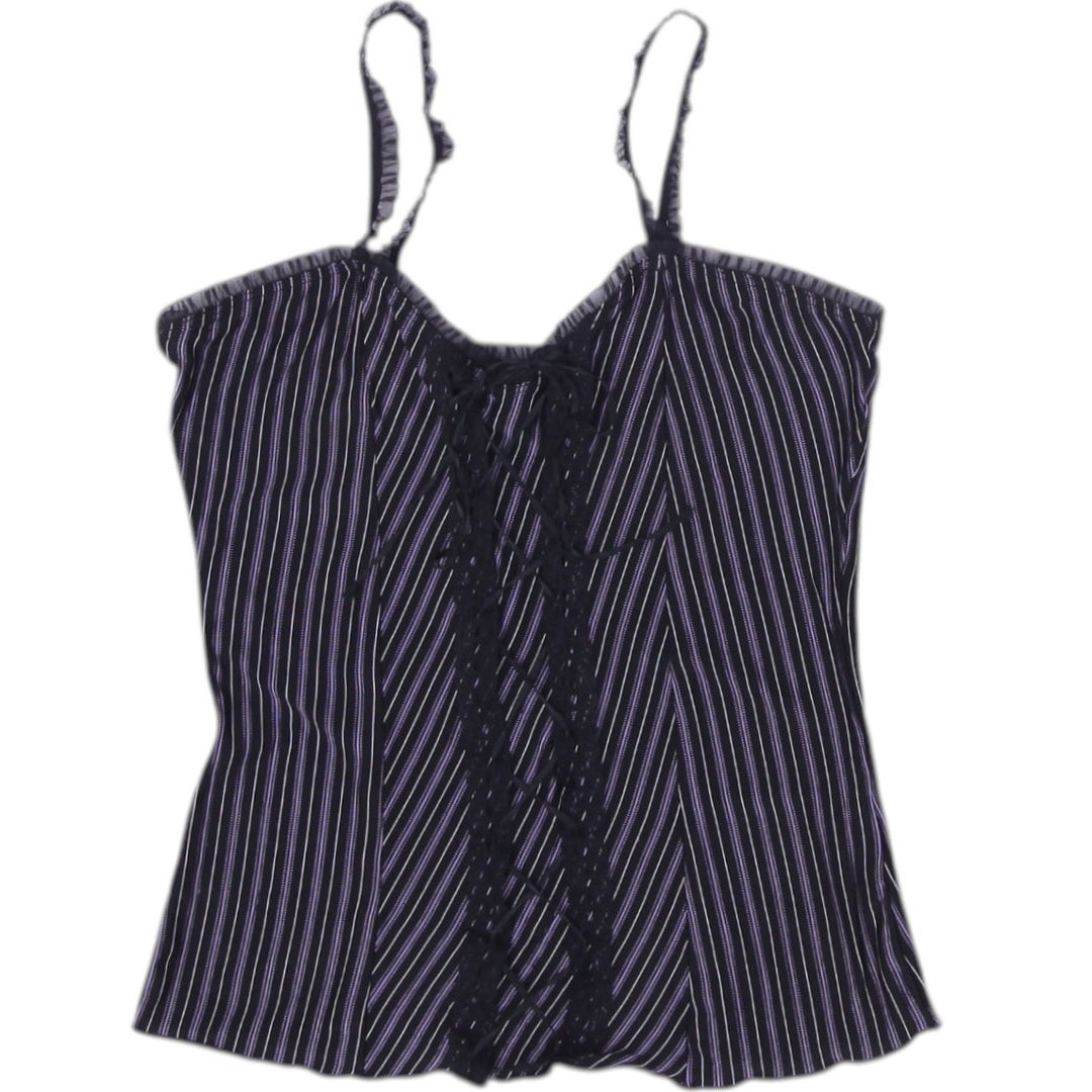 Y2K Ladies Dynamite Camisole Striped Ruffle Trim Top Size M | Migration_Y2K Tops | Fashion Rerun