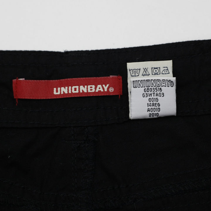 Y2K Ladies Unionbay Cargo Pants Black Cotton Utility Casual