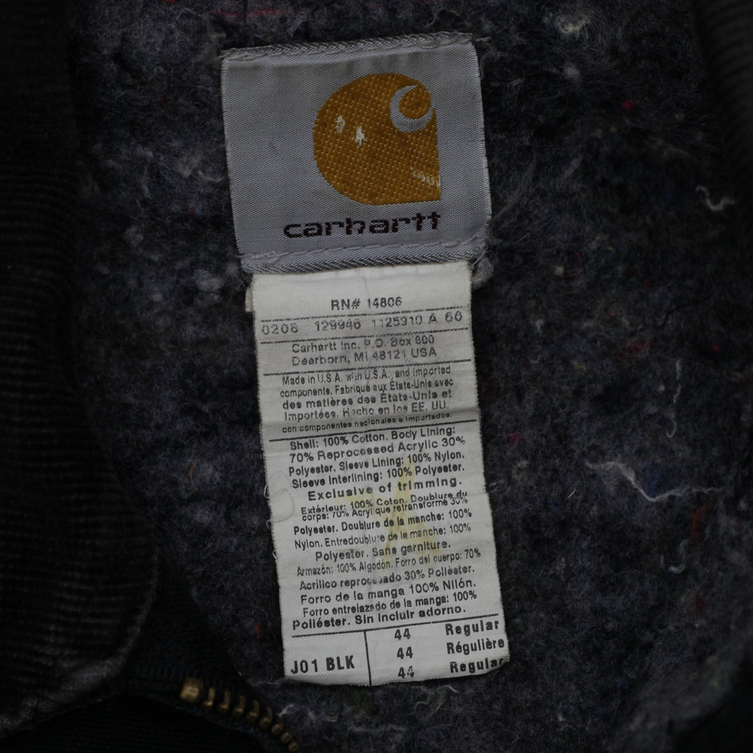 Vintage Carhartt J01 BLK Distressed Blanket Lined Detroit Jacket USA