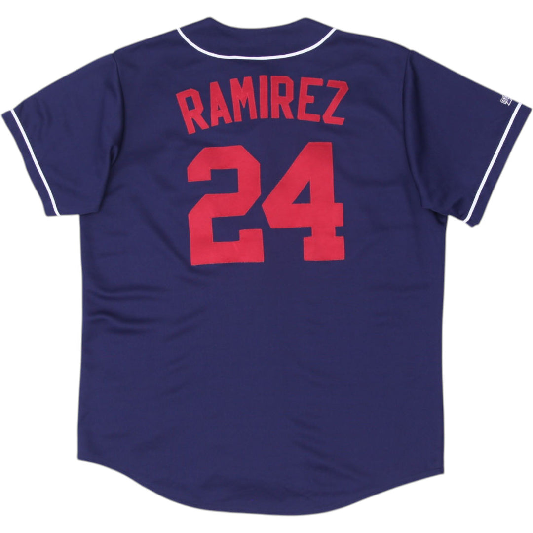 Vintage Mens Majestic Indians Jersey Navy Baseball Jerseys | Migration_Jerseys - Side View | Fashion Rerun