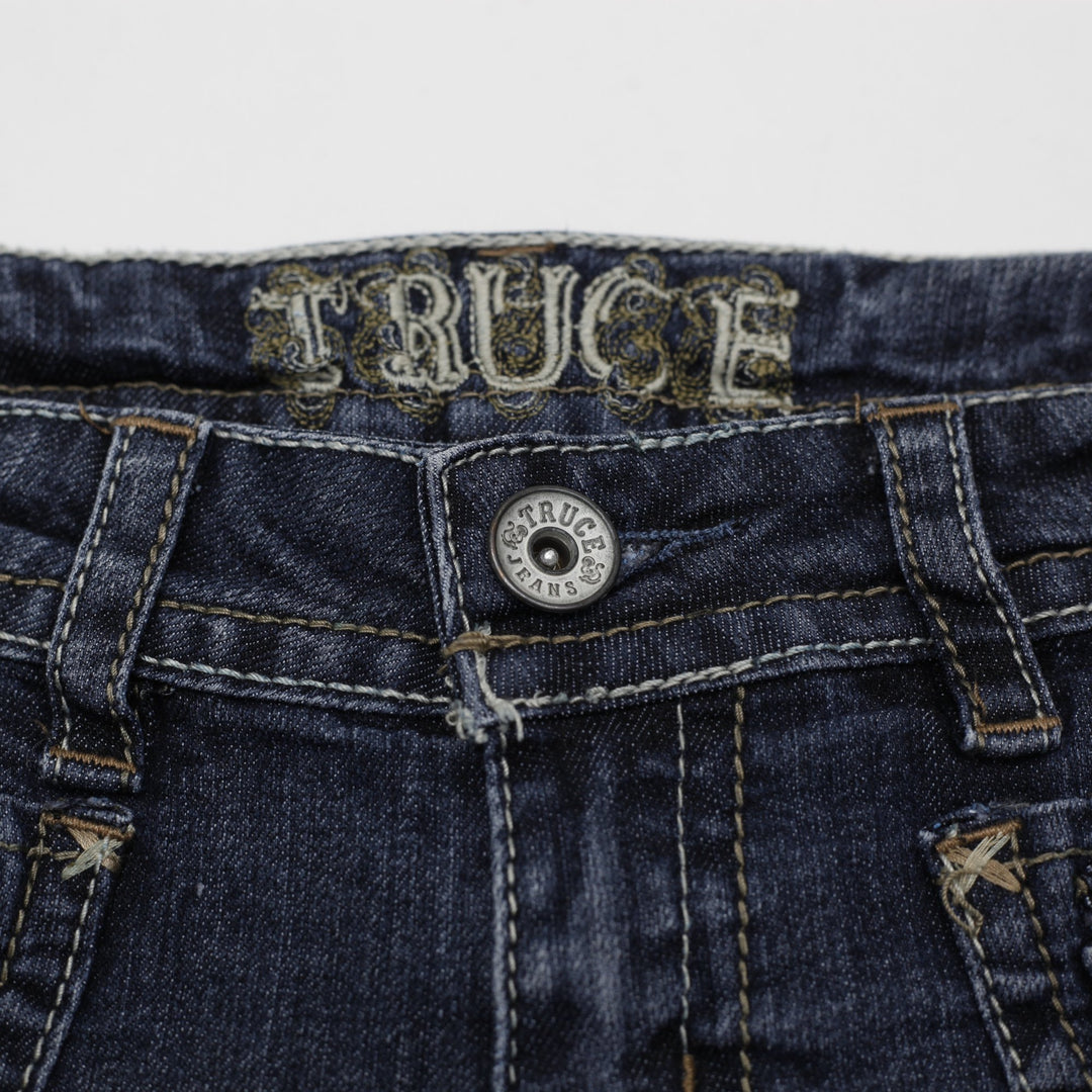 Y2K Ladies Truce Jeans Y2K Low-Rise Denim Cargo Shorts Dark Wash Size 7