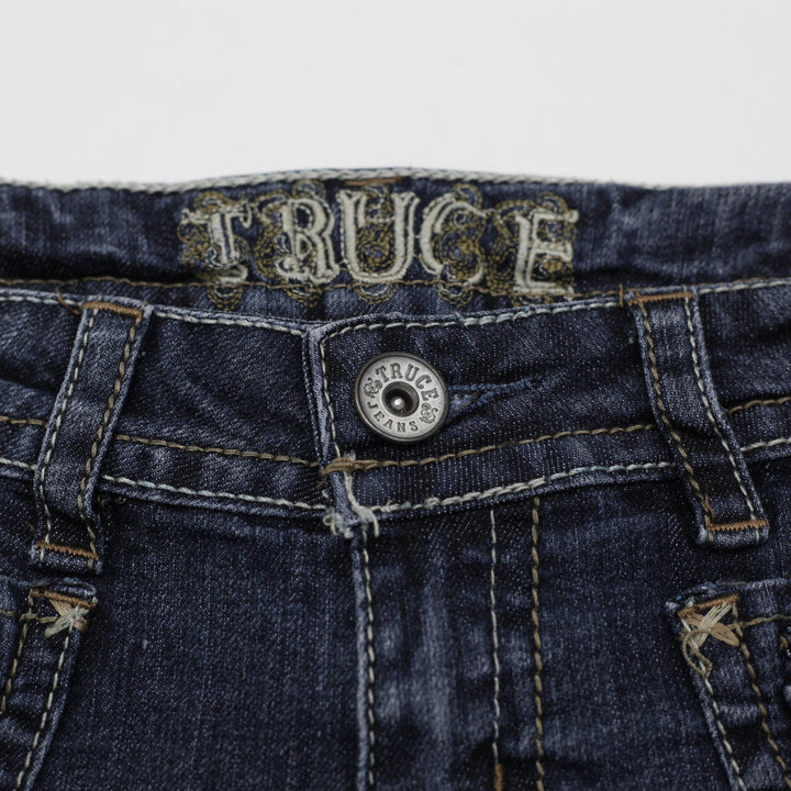Y2K Ladies Truce Jeans Y2K Low-Rise Denim Cargo Shorts Dark Wash Size 7