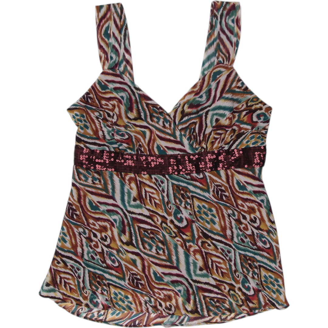 Y2K Ladies Mix It Pattern Sleeveless Top Size L
