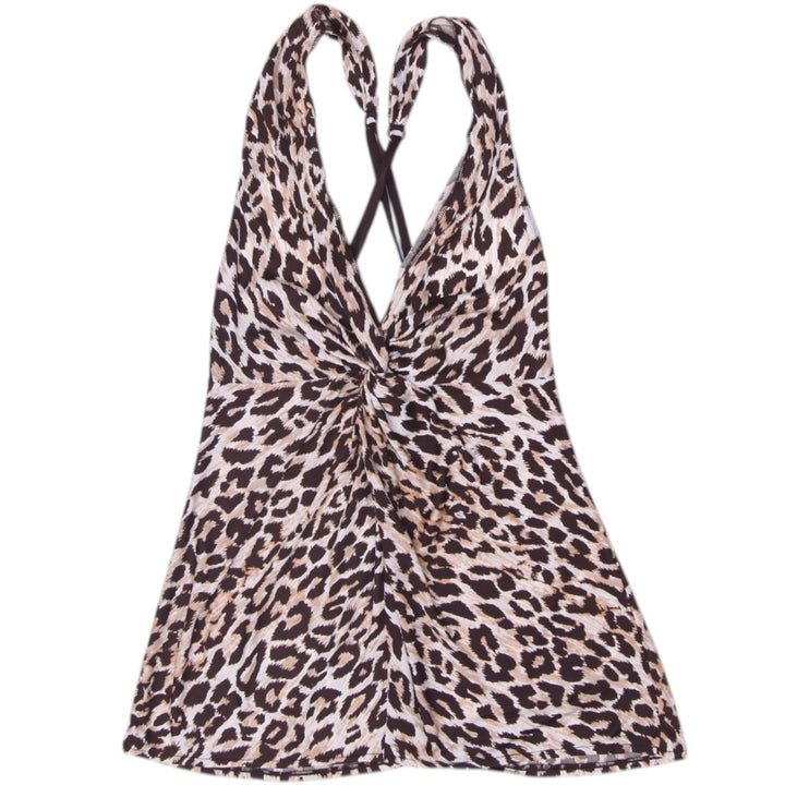 Y2K Ladies Victorias Secret Leopard Print Twist Front Halter Top Size XS