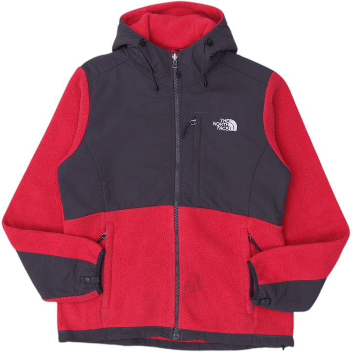Ladies The North Face Denali Fleece Zipper Hooded Pink Gray Jacket Size M
