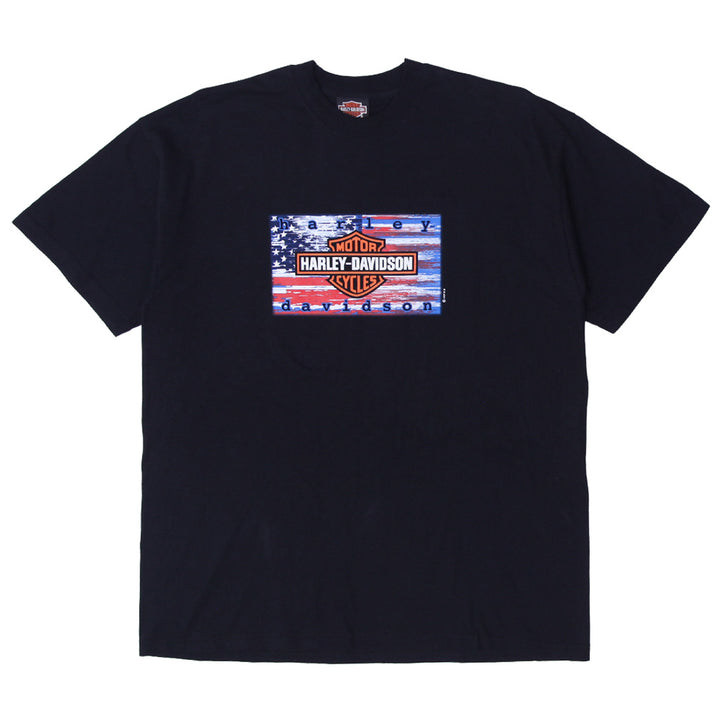 Mens Black Printed Harley Davidson Short Sleeve T-Shirt - Fashion Rerun Vintage Migration_T-Shirt