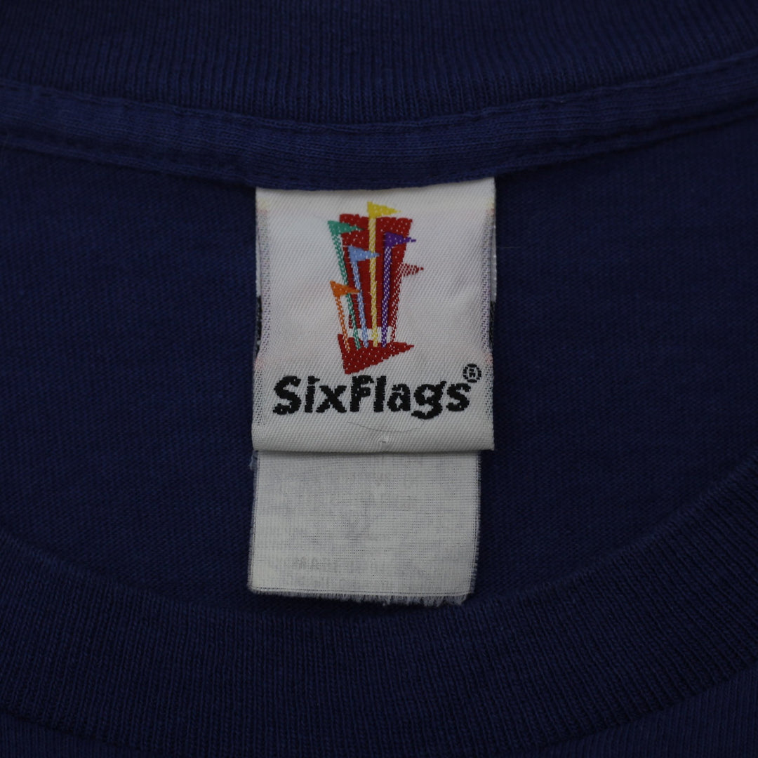 Vintage Mens Six Flags T-Shirt Navy Looney Tunes Graphic