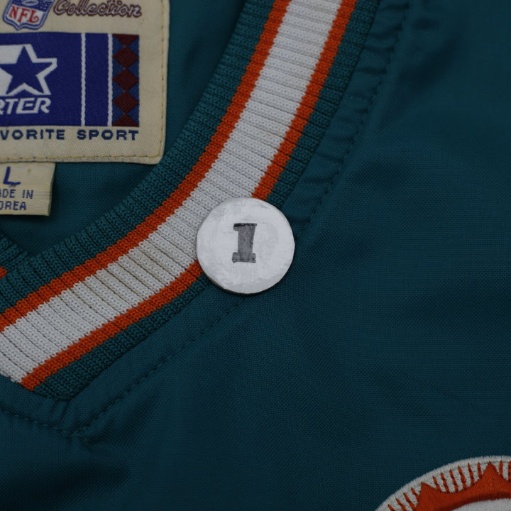 Vintage 1996 Starter Miami Dolphins Dan Marino 13 V-Neck Jacket Sz L