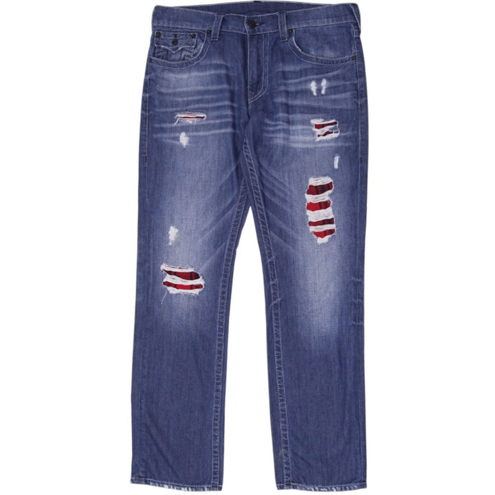 Y2K Mens True Religion Ripped Straight Leg Jeans