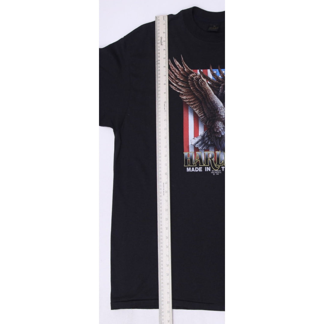 Vintage 1991 Harley Davidson "3D Emblem" Black Eagle Graphic T-Shirt Made In USA | Migration_T-Shirts - View | Fashion Rerun