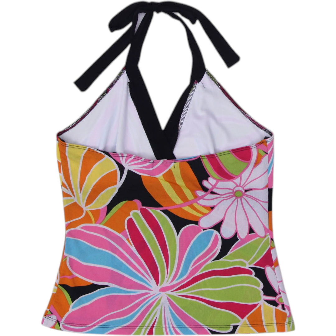 Y2K Ladies Multicolor Floral Halter Neck Tank Top Size M | Migration_Tops - Side View | Fashion Rerun