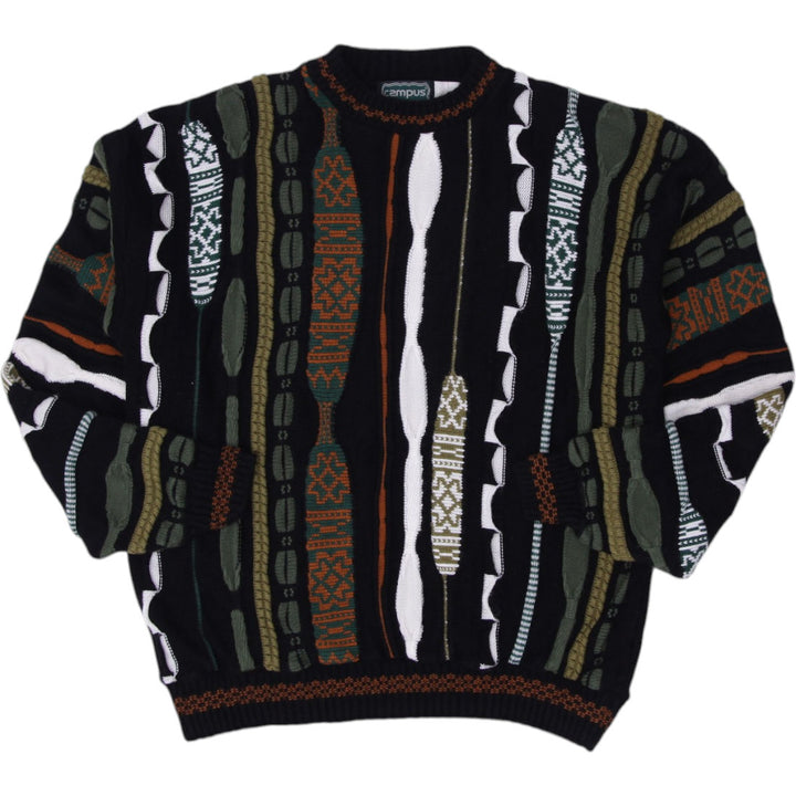 Shop Vintage Campus Coogi Style 3D Knit Pattern Multi Color Sweater ...