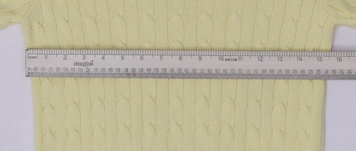 Vintage Youth Girls Ralph Lauren Sweater Yellow Cable Knit Cotton