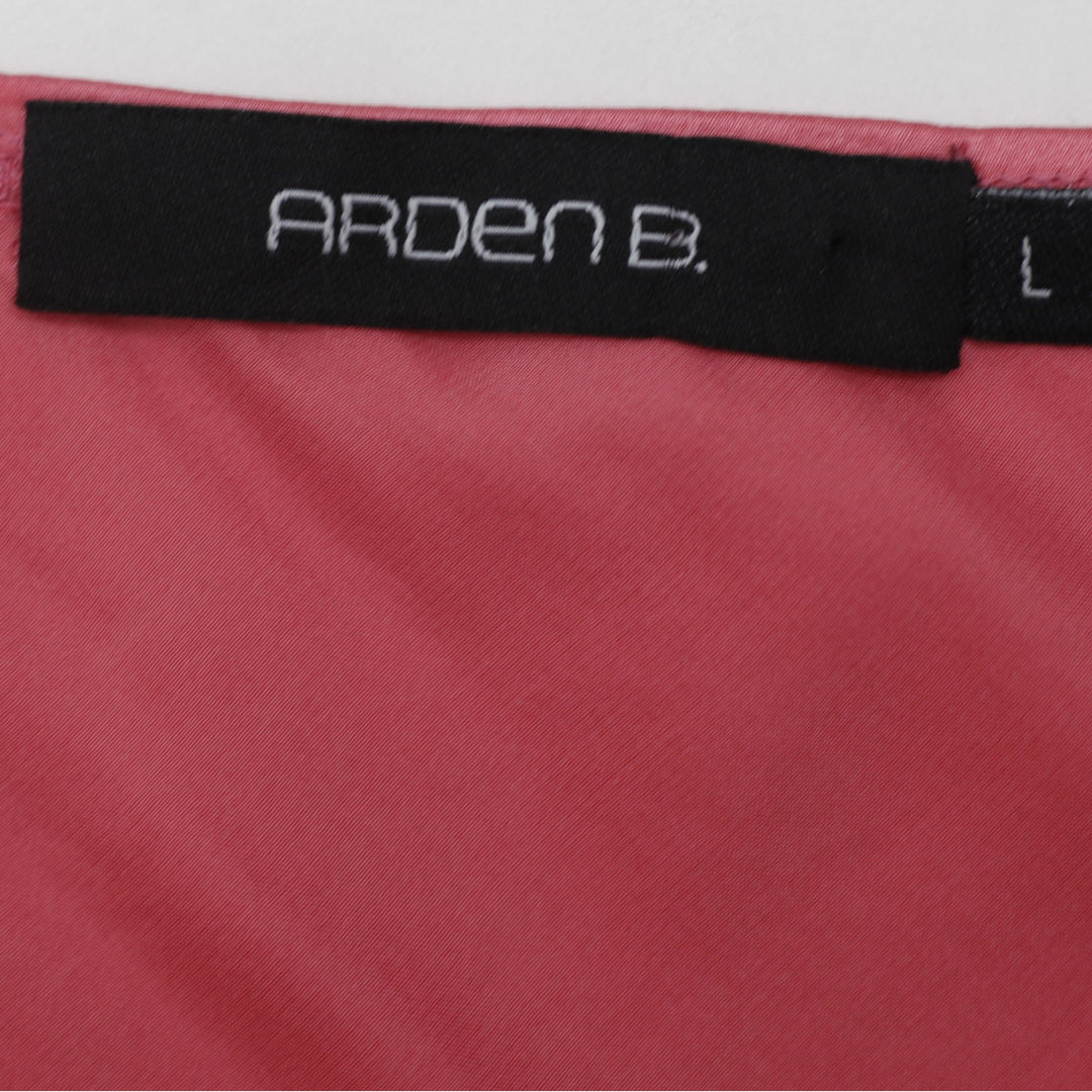 Y2K Ladies Arden B. 100% Silk Beaded Cami Top with Asymmetric Side Ruffle Pink L