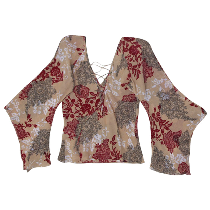 Y2K Ladies Dorothy Perkins Printed Flared Sleeve Top