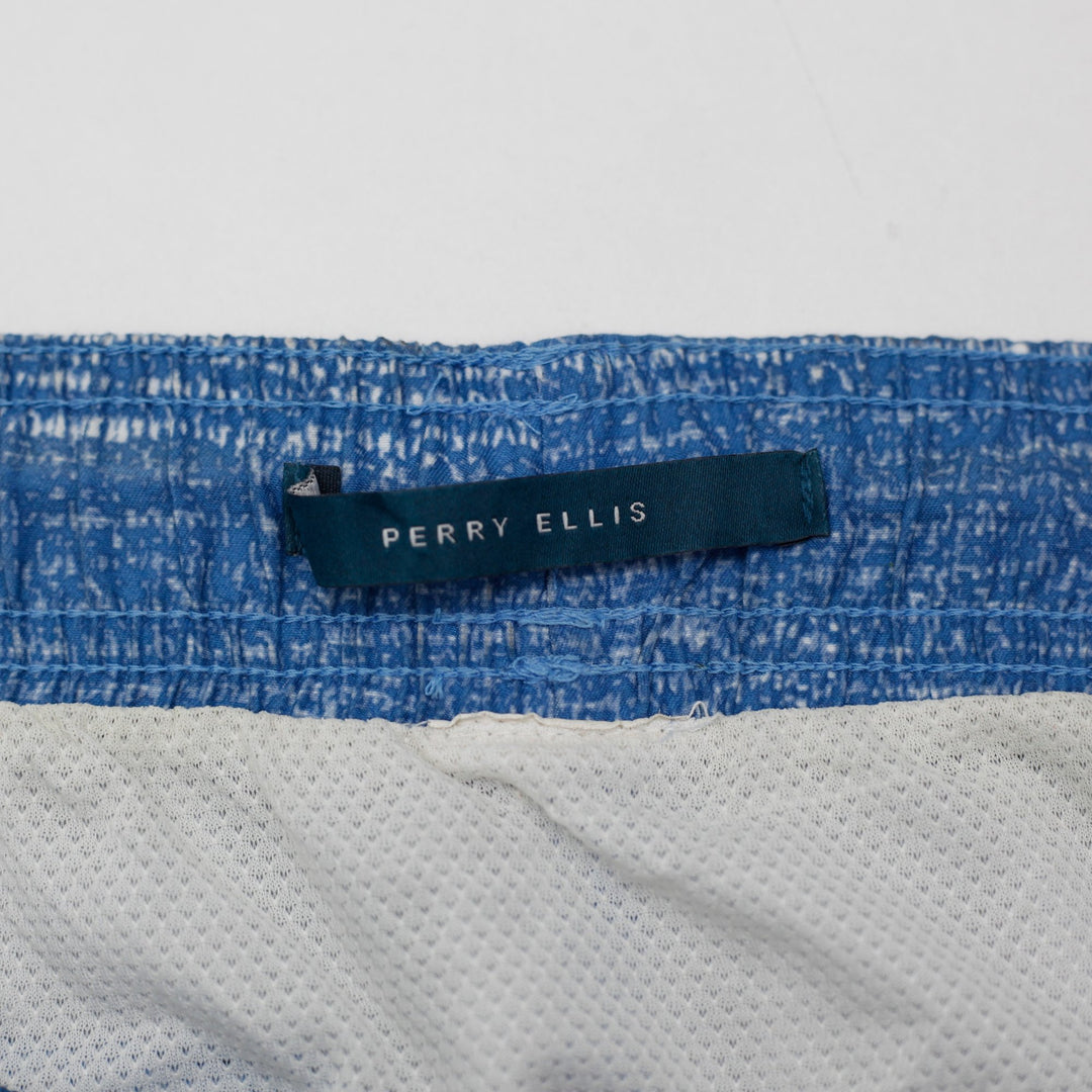 Mens Perry Ellis Swim Trunks Blue Flecked Board Shorts