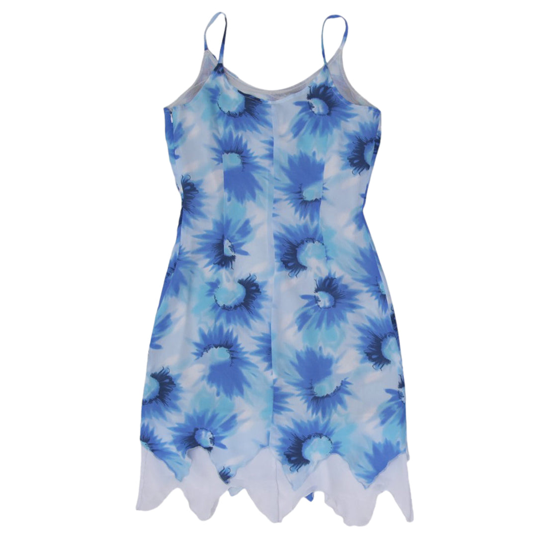 Y2K Ladies Strappy Floral Ruffle Dress