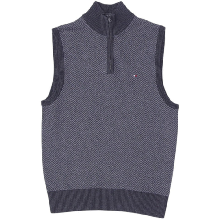 Mens Tommy Hilfiger Sweater Grey Quarter Zip Sleeveless Vest