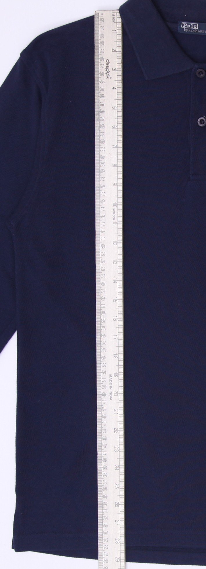 Mens Ralph Lauren Navy Textured Piqué Mesh Long Sleeve with Ribbed Cuffs Size L