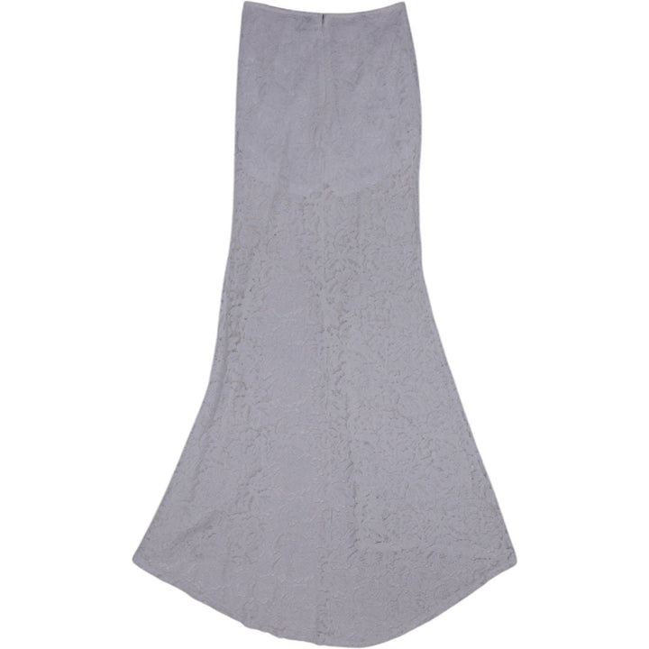 Y2K Off-White Lace Ruched Gown - Size 8 | Migration_Dresses - Side View | Fashion Rerun