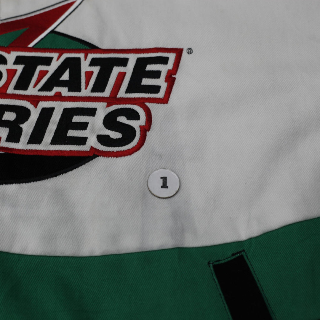 Mens Chase Authentics Racing Jacket White Green Black Pockets Logo