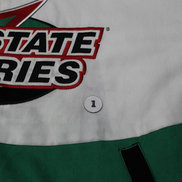 Mens Chase Authentics Racing Jacket White Green Black Pockets Logo