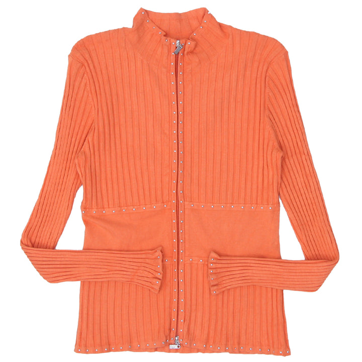 Y2K Belldini Full Zip Orange Rib Top - Fashion Rerun Vintage Migration_Tops