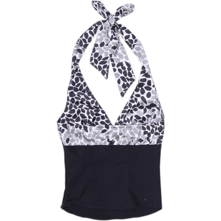 Y2K Ladies Guess Halter Top Black White Pattern